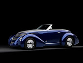 AUT 26 RK1181 01
2005 Aghassi Royale Roadster Blue 3/4 Side View On Seamless Studio