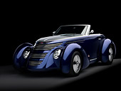 AUT 26 RK1184 01
2005 Aghassi Royale Roadster Blue 3/4 Front View On Black Background