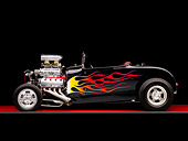AUT 26 RK1216 01
1929 Ford Roadster Black With Flames Profile View Studio