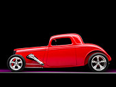 AUT 26 RK1253 01
1934 Ford Model 40 Coupe Hot Rod Red Profile View Studio
