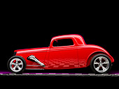 AUT 26 RK1254 01
1934 Ford Model 40 Coupe Hot Rod Red Profile View Studio