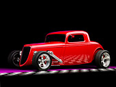 AUT 26 RK1255 01
1934 Ford Model 40 Coupe Hot Rod Red 3/4 Front View Studio