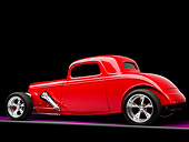 AUT 26 RK1257 01
1934 Ford Model 40 Coupe Hot Rod Red 3/4 Rear View Studio