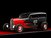 AUT 26 RK1263 01
1932 Ford Sedan Hot Rod Red And Black 3/4 Front View Studio