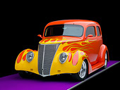 AUT 26 RK1280 01
1937 Ford Sedan Hot Rod Orange 3/4 Front View Studio