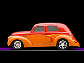AUT 26 RK1303 01
1937 Willys Sedan Hot Rod Orange And Red Profile View Studio