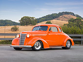 AUT 26 RK1307 01
1938 Chevrolet Coupe Hot Rod Orange 3/4 Front View By Hills And Trees