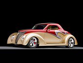 AUT 26 RK1313 01
1937 Ford 3-Window Coupe Hot Rod Burgundy & Champagne 3/4 Front View Studio