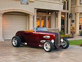 AUT 26 RK2653 01
1932 Ford Roadster Hot Rod Burgundy 3/4 Front View By House