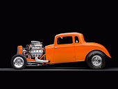 AUT 26 RK2690 01
1934 Plymouth 5-Window Coupe Hot Rod Orange Profile View Studio