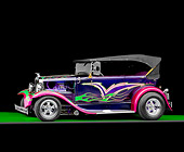 AUT 26 RK2699 01
1931 Ford Model A Deluxe Phaeton Hot Rod Purple Green And Pink Flames Profile View Studio