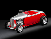AUT 26 RK2748 01
1932 Ford Highboy Roadster Hot Rod Silver And Red 3/4 Front View Studio
