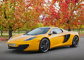 AUT 28 BK0001 01
2013 McLaren 12C Spider Yellow 3/4 Front View On Pavement By Autumn Trees