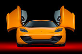 AUT 28 RK0189 01
2012 McLaren MP4-12C Orange Front View With Doors Open In Studio