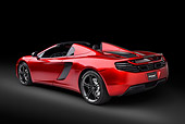 AUT 28 RK0198 01
2013 McLaren MP4-12C Spider Red 3/4 Rear View Doors Open In Studio