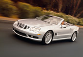 AUT 29 RK0628 17
2003 Mercedes-Benz SL55 AMG Roadster Silver 3/4 Front View On Road In Motion