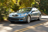 AUT 29 JF0001 01
2007 Infiniti G35 Blue 3/4 Front View On Road In Motion