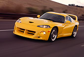 AUT 29 RK0477 05
1996 Dodge Hennessey Viper Venom 650R Yellow 3/4 Front View On Road In Motin