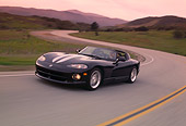 AUT 29 RK0539 02
1996 Dodge Viper RT-10 Black 3/4 Front View On Road In Motion