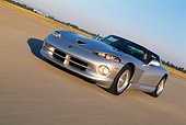 AUT 29 RK0550 04
1998 Dodge Viper RT-10 Silver 3/4 Front View On Road In Motion