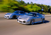 AUT 29 RK0654 43
2004 Porsche X50 2002 996 Turbo Silver 3/4 Front View On Road In Motion