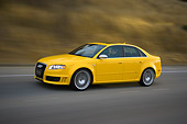 AUT 29 RK1200 01
2007 Audi RS4 Yellow 3/4 Side View On Road In Motion
