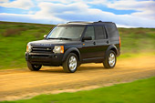 AUT 29 RK1315 01
2007 Land Rover LR3 Blue 3/4 Front View On Road In Motion