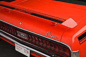 AUT 30 BK0086 01
1970 Mercury Cougar Eliminator 428 Cobra Jet Orange Rear Bumper Detail In Studio