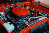 AUT 30 BK0196 01
1969 Plymouth GTX Orange With Black Stripes Engine Detail