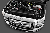 AUT 30 IZ1258 01
2013 Ford F-250 SD Crew Cab 4X4 Pickup Truck Silver Engine Detail In Studio