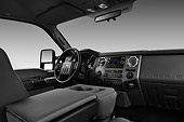 AUT 30 IZ1262 01
2013 Ford F-250 SD Crew Cab 4X4 Pickup Truck Silver Interior Detail In Studio