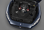 AUT 30 IZ1264 01
2013 Maserati GranTurismo S Automatic Coupe Blue Engine Detail In Studio