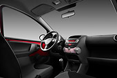 AUT 30 IZ1465 01
2010 Toyota Aygo 5 Door Microcar Red Interior Detail In Studio