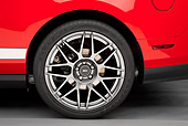 AUT 30 RK5639 01
2011 Shelby Ford Mustang GT500 SVT Red With White Stripes Rear Wheel Detail In Studio