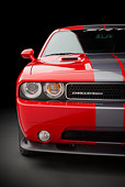 AUT 30 RK5859 01
2011 Dodge SRT8 Challenger Red With Gray Stripes Front Detail Studio