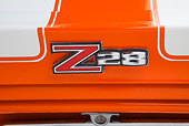 AUT 30 RK6069 01
1970 1/2 Chevrolet Camaro Z-28 Hugger Orange Logo Detail In Studio