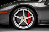 AUT 30 RK6088 01
2012 Ferrari 458 Spyder Gray Front Wheel Detail In Studio