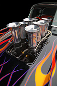 AUT 30 RK6129 01
1956 Corvette Hardtop Gasser Black With Flames Engine Detail In Studio