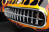 AUT 30 RK6141 01
1956 Corvette Hardtop Gasser Black With Flames Grille Detail In Studio