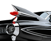 AUT 30 RK6212 01
1959 Black Fleetwood 60 Special Cadillac Rear Tail Fin Detail On White Seamless