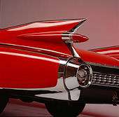 AUT 30 RK0110 05
1959 Red Cadillac Eldorado Convertible Detail Tailfin View Showing Grill And Brake Lights