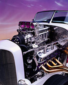AUT 30 RK0179 04
1932 Highboy Hot Rod Roadster White Purple Flames Detail Of Engine Grill Front Window Purple Clouds