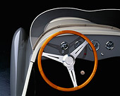 AUT 30 RK0200 11
Detail Shot Of A 1938 Siata Zagato Front Dash Steering Wheel Overhead Studio