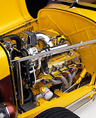 AUT 30 RK0389 04
1932 Ford Hi-Boy Convertible Yellow With Flames Engine Detail