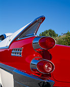 AUT 30 RK0844 01
1959 Dodge Royal Hardtop Red And White Detail Rear Fin Shot Blue Sky