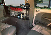 AUT 30 RK0983 07
2001 Chrysler PT Cruiser Stretched Limousine Burgundy 6 Pax Detail Interior Shot