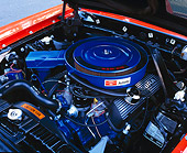 AUT 30 RK1253 03
1969 Ford Mustang Shelby GT350 Convertible Orange With White Stripe Engine Shot