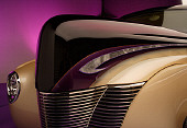 AUT 30 RK2281 01
1940 Ford Deluxe Opera Coupe Purple & Champagne Detail Hood Grill And Headlight Studio