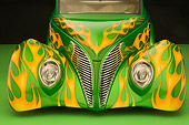 AUT 30 RK2937 01
1939 Ford Sedan Green With Flames Detail Front Hood Grill And Headlights