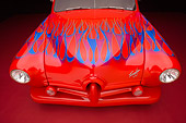 AUT 30 RK3088 01
1952 Kaiser Frazer Henry J Coupe Red With Flames Overhead Head On View Detail Studio